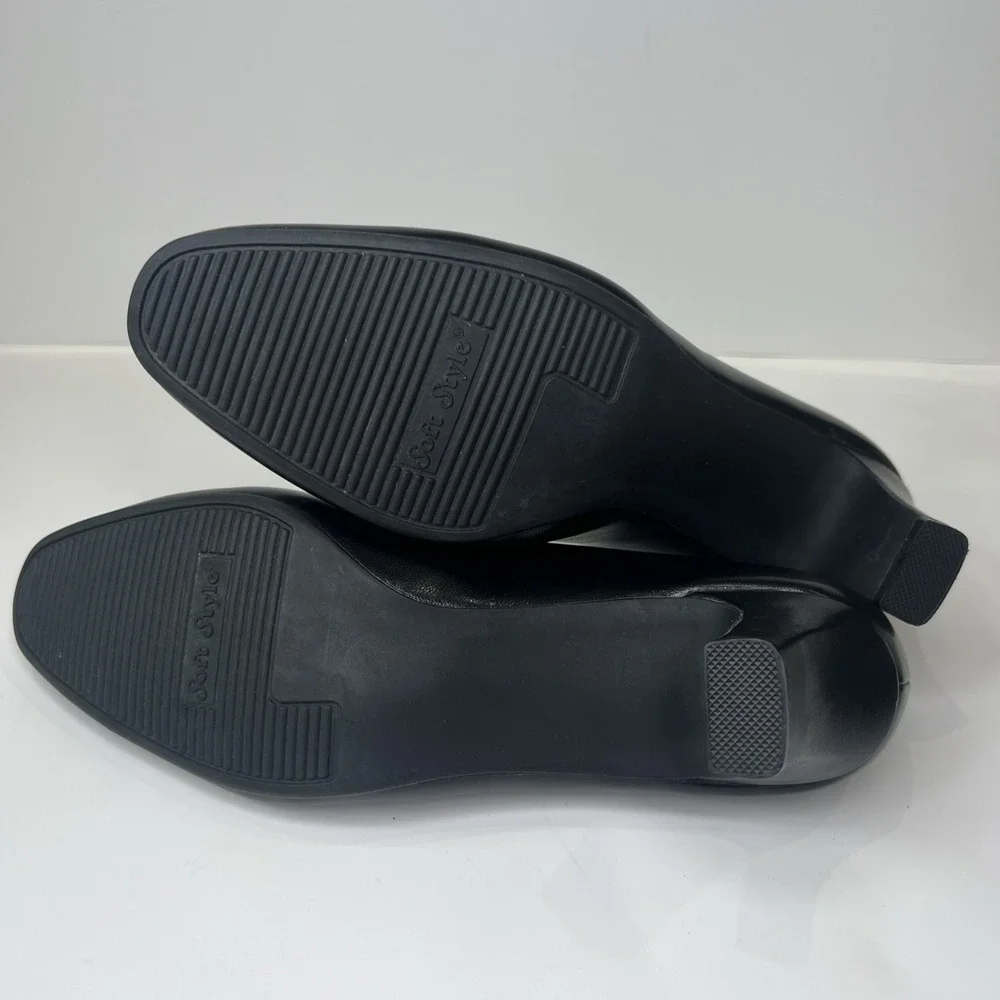 Soft Style Hush Puppies Black Pumps Womens 8.5W Wide Comfort Career Dress Heels